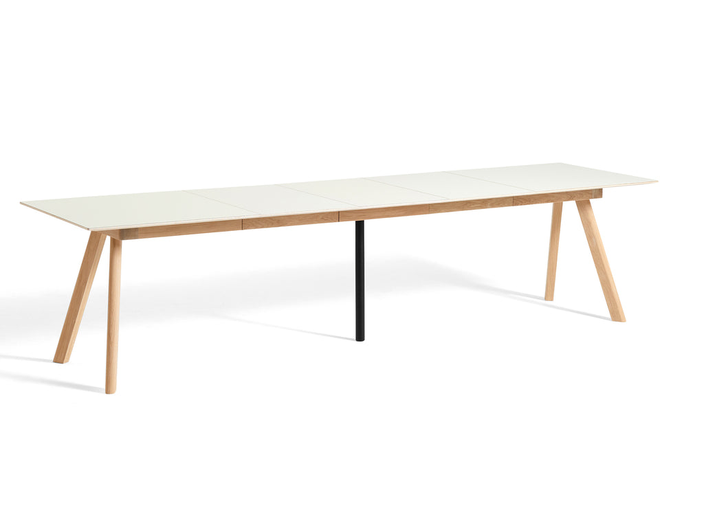 CPH30 Extendable Dining Table by HAY - L160 cm / 3 Leaf / Off-White Linoleum Tabletop with Lacquered Oak Base