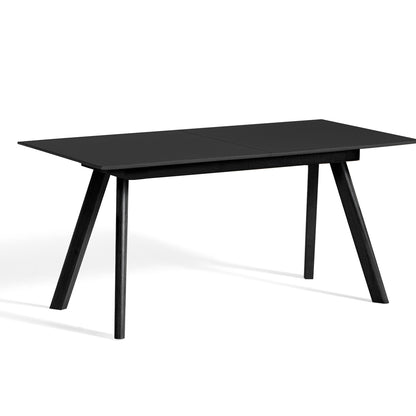 CPH30 Extendable Dining Table by HAY - L160 cm / Black Linoleum Tabletop with Black Lacquered Oak Base
