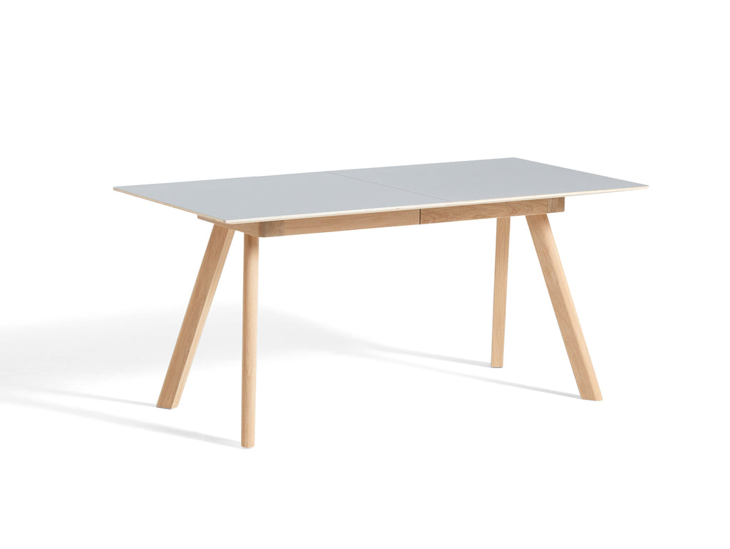 CPH30 Extendable Dining Table by HAY - L160 cm / Grey Linoleum Tabletop with Lacquered Oak Base