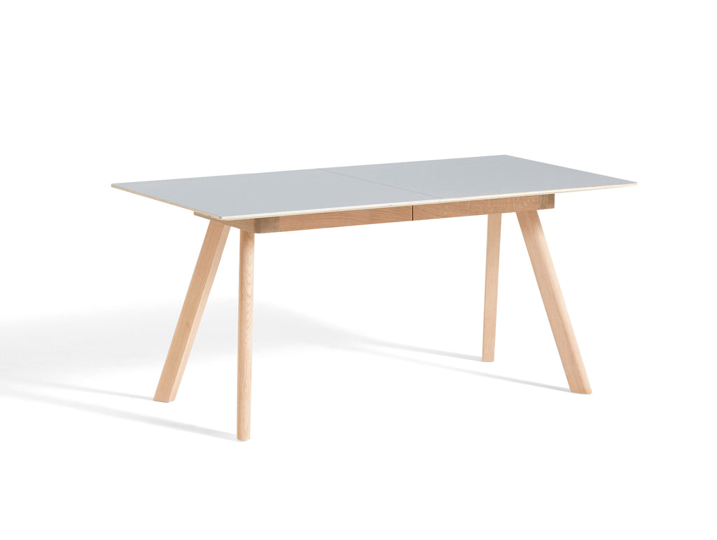 CPH30 Extendable Dining Table by HAY - L160 cm / Grey Linoleum Tabletop with Soaped Oak Base