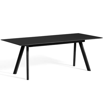 CPH30 Extendable Dining Table by HAY - L200 cm /   Black Linoleum Tabletop with Black Lacquered Oak Base