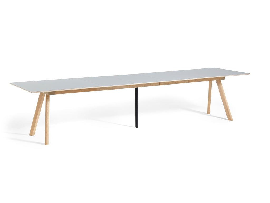 CPH30 Extendable Dining Table by HAY - L200 cm / 3 Leaves / Grey Linoleum Tabletop with Lacquered Oak Base