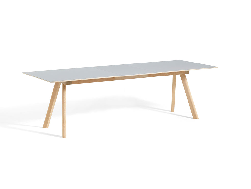 CPH30 Extendable Dining Table by HAY - L200 cm / 1 Leaf / Grey Linoleum Tabletop with Lacquered Oak Base