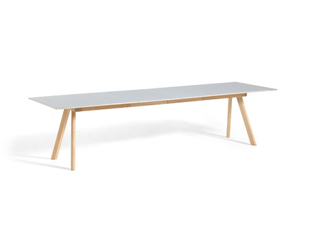 CPH30 Extendable Dining Table by HAY - L200 cm / 2 Leaves / Grey Linoleum Tabletop with Lacquered Oak Base