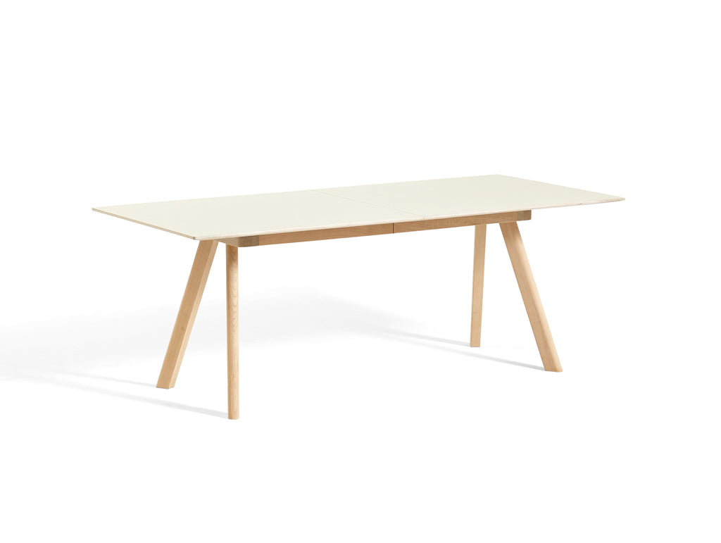 CPH30 Extendable Dining Table by HAY - L200 cm / Off-White Linoleum Tabletop with Lacquered Oak Base