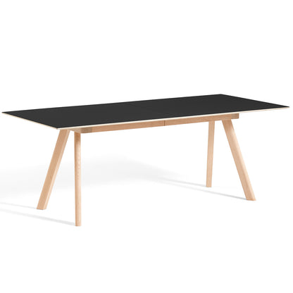 CPH30 Extendable Dining Table by HAY - L200 cm / Black Linoleum Tabletop with Soaped Oak Base