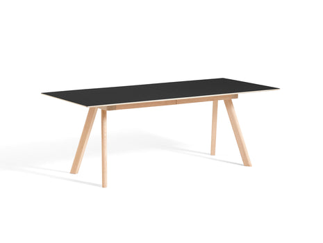 CPH30 Extendable Dining Table by HAY - L200 cm / Black Linoleum Tabletop with Soaped Oak Base