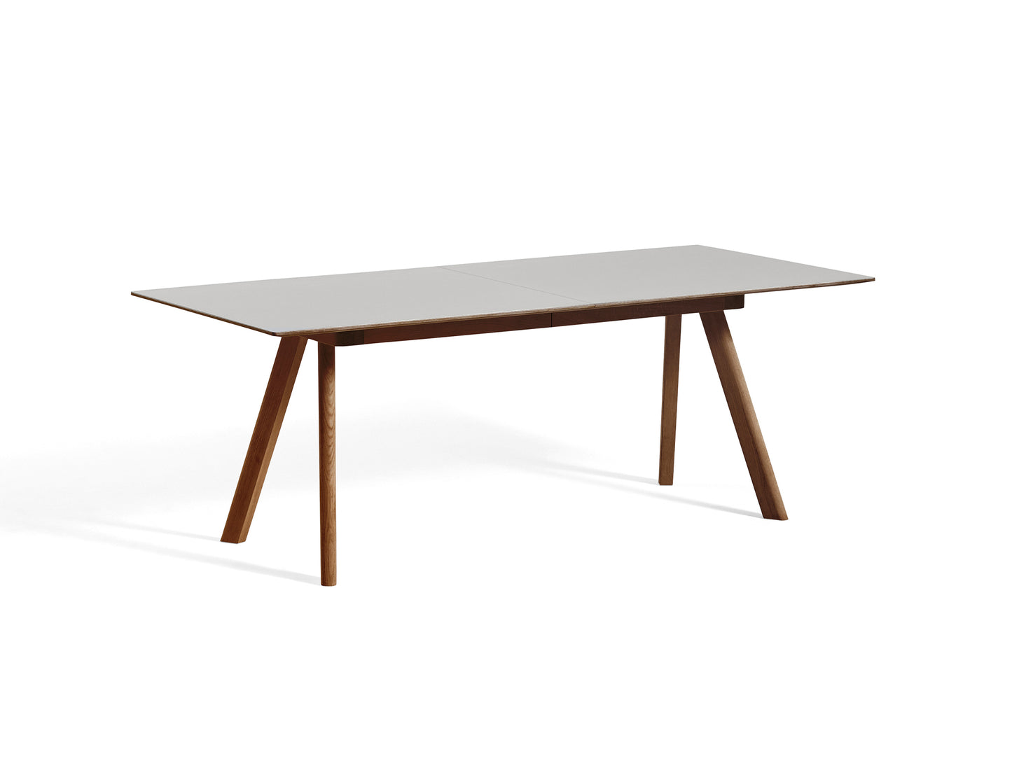CPH30 Extendable Dining Table by HAY - L200 cm / Pebble Grey Linoleum Tabletop with Lacquered Walnut Oak Base