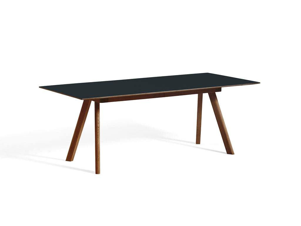 CPH30 Extendable Dining Table by HAY - L200 cm / Dark Grey Linoleum Tabletop with Lacquered Walnut Oak Base