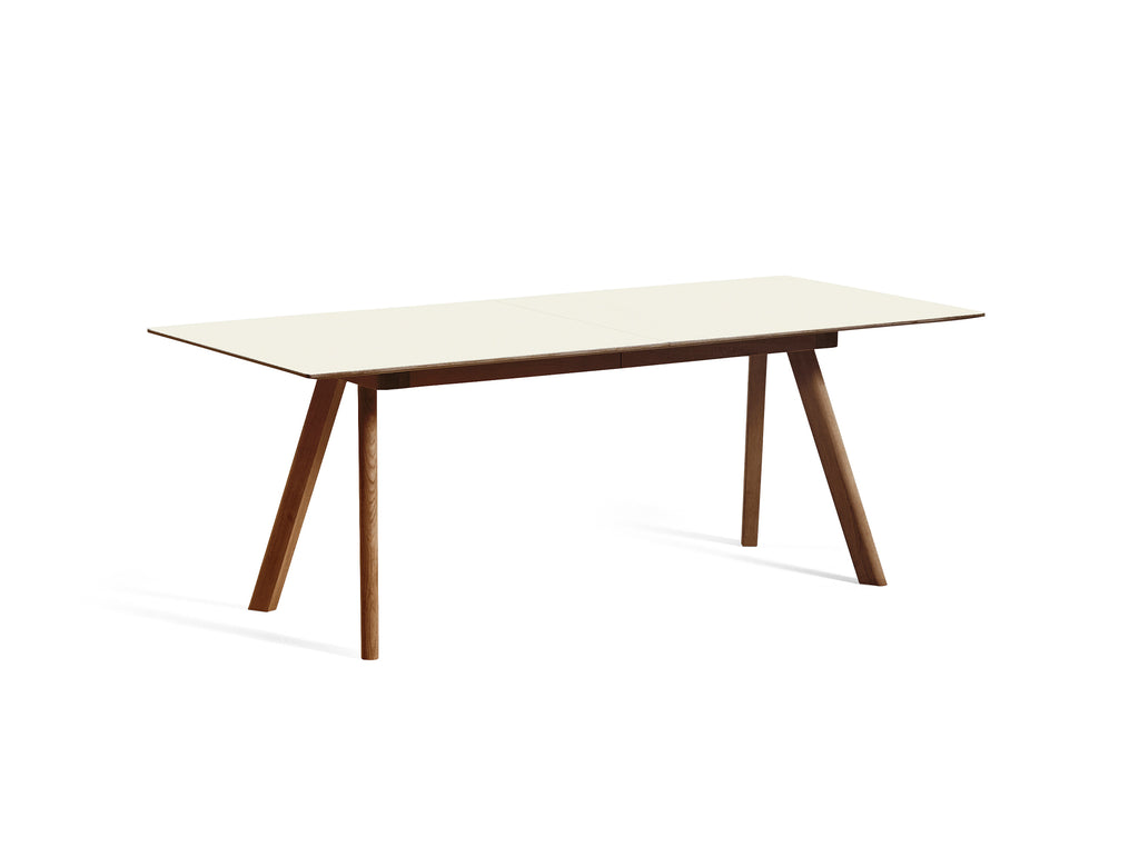 CPH30 Extendable Dining Table by HAY - L200 cm / Off-White Linoleum Tabletop with Lacquered Walnut Base
