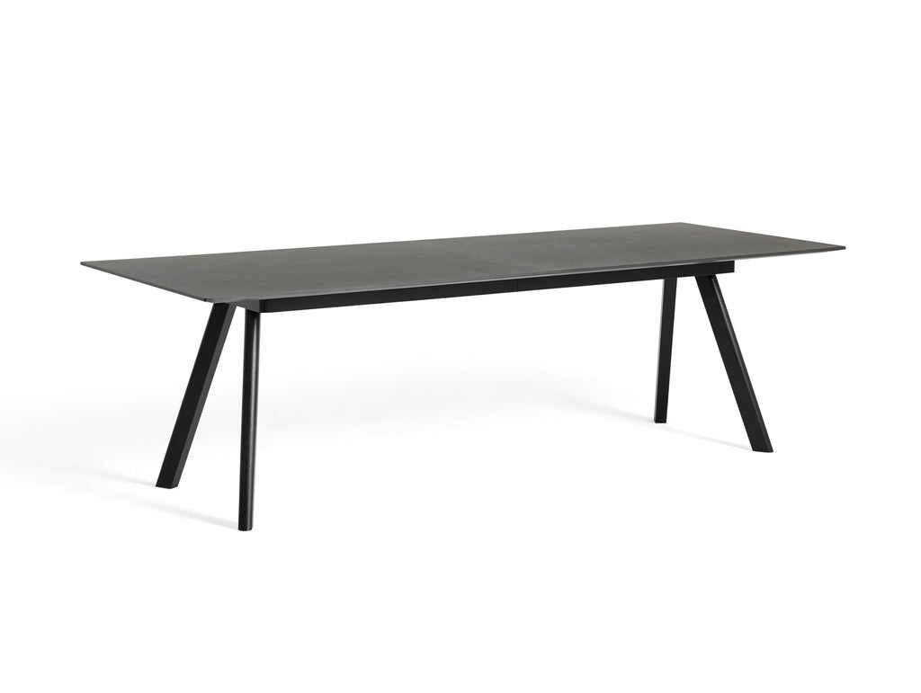 CPH30 Extendable Dining Table by HAY - L250 cm / Black Linoleum Tabletop with Black Lacquered Oak Base