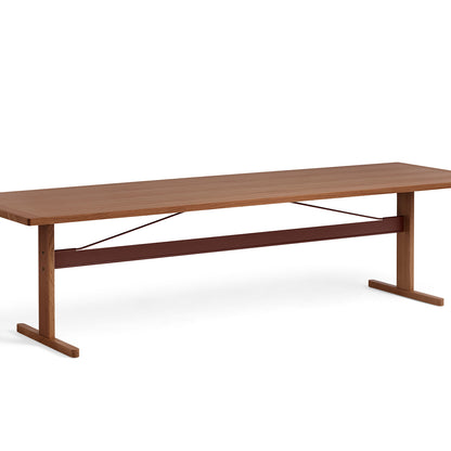 Passerelle Table (Veneer Tabletop) by HAY - Length: 300 cm / Walnut Tabletop with Burgundy Red Crossbar