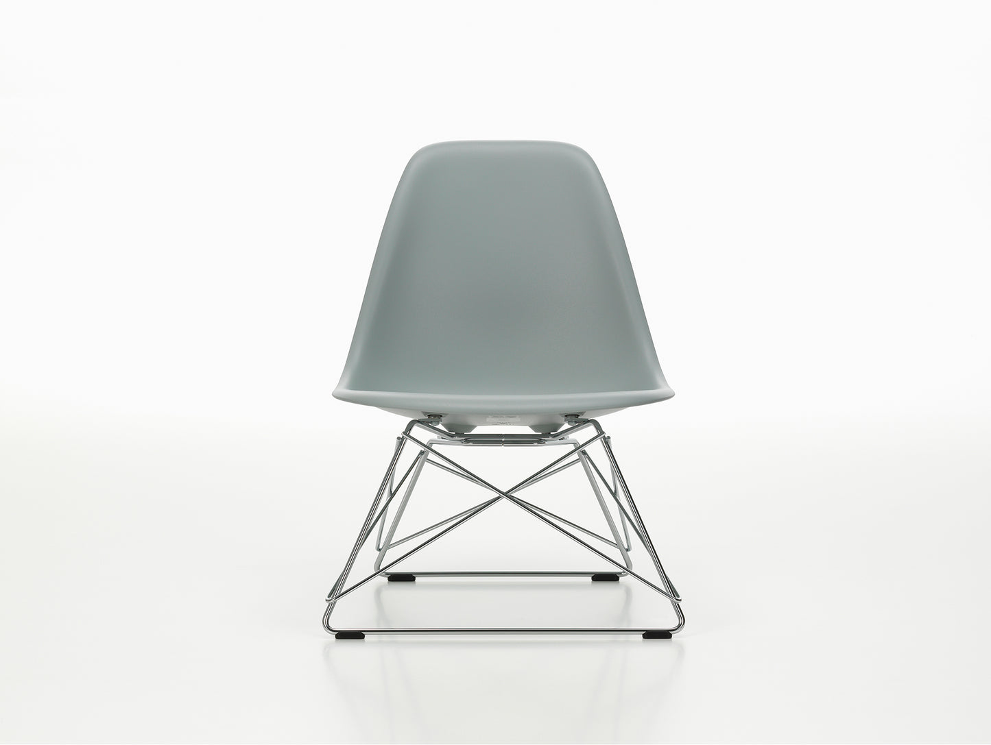 Eames LSR Plastic Side Chair by Vitra - Light Grey / Chrome Wire Base