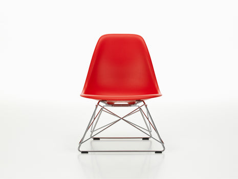 Eames LSR Plastic Side Chair by Vitra - Poppy Red / Chrome Wire Base