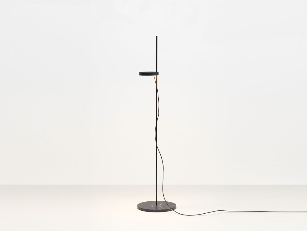 LT06 Palo Floor Light by e15 - Black Powder Coated Steel with Nero Marquina