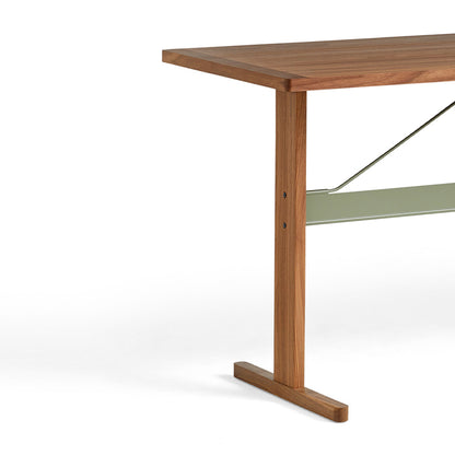 Passerelle High Table by HAY - Length: 250 cm x Height 105 cm / Walnut Tabletop with Walnut Frame / Thyme Green Crossbar