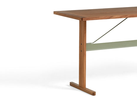 Passerelle High Table by HAY - Length: 250 cm x Height 105 cm / Walnut Tabletop with Walnut Frame / Thyme Green Crossbar