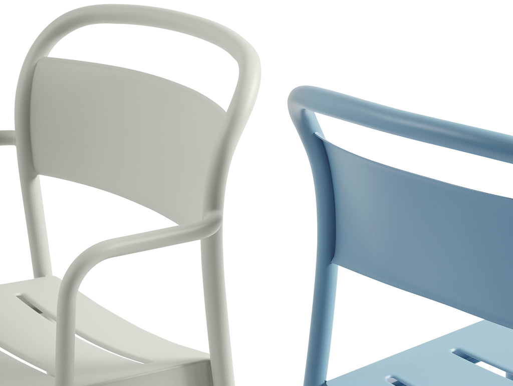  Linear Steel Armchair in Grey and Pale Blue by Muuto
