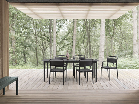 Linear Steel Table and Bench - Black