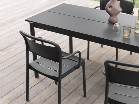 Linear Steel Table and Bench - Black