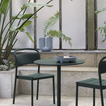 Linear Steel Café Table - Round, Dark Green