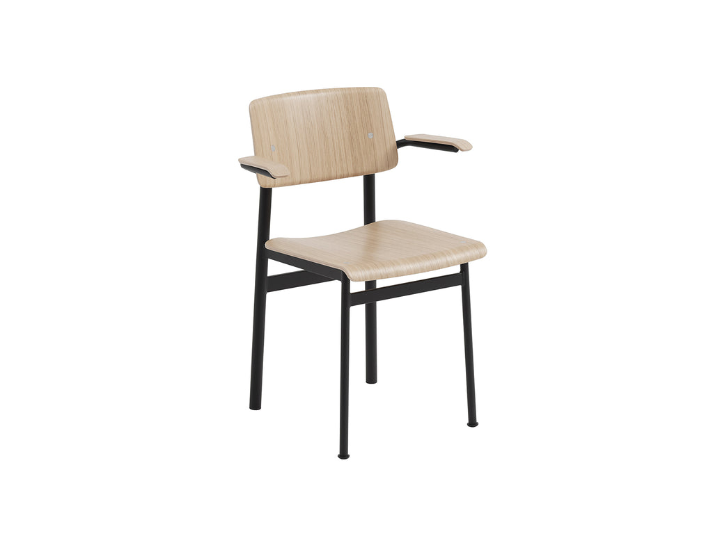 Loft Chair with Armrest by Muuto - Lacquered Oak Veneer / Black Steel Base