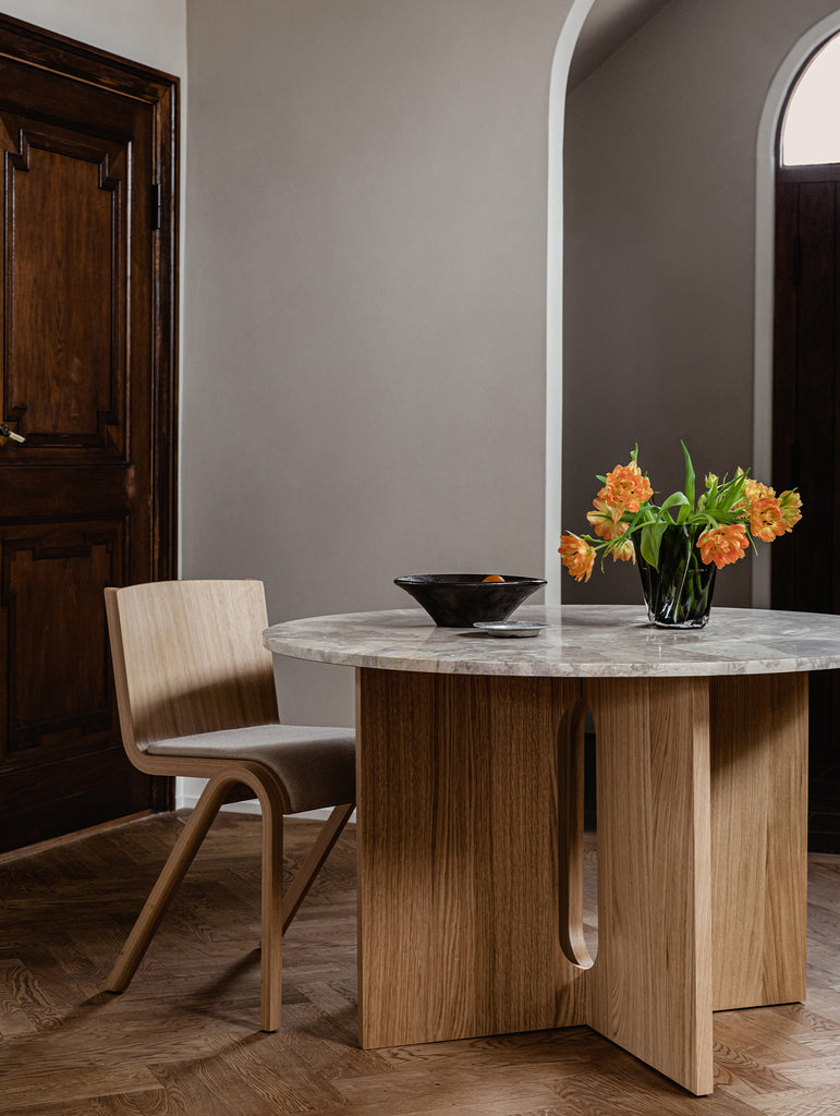 Androgyne Dining Table (Marble Edition) by Menu - Kunis Breccia Stone Top / Natural Oak Veneer Base