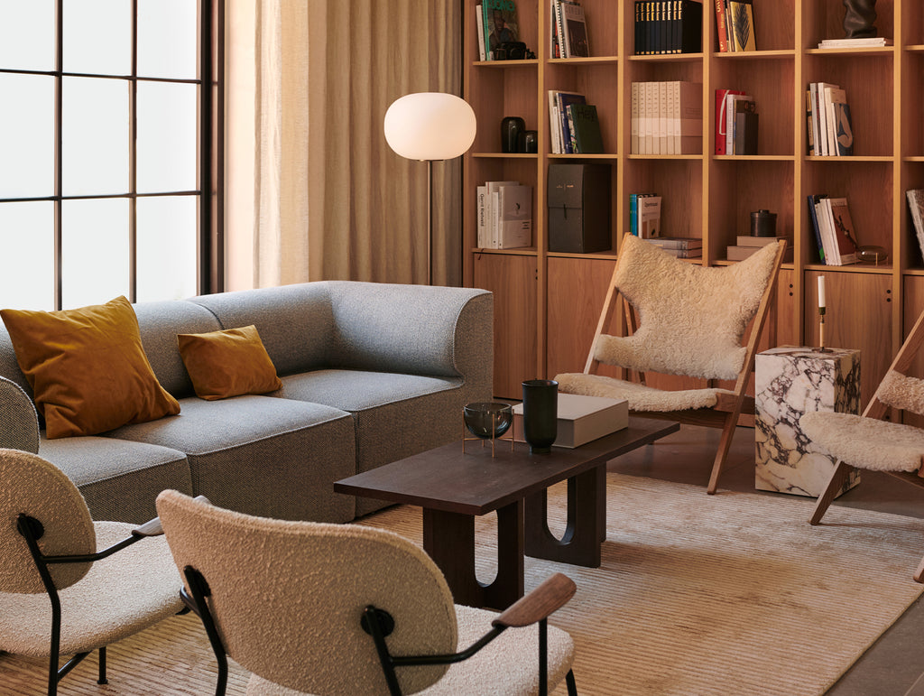 JWDA Floor Lamp by Menu - Carrara Marble Base / Bronzed Brass Stem
