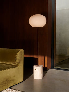 JWDA Floor Lamp by Menu - Travertine Base / Brushed Brass Stem