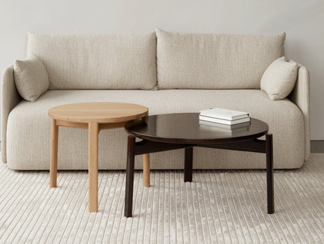 Passage Lounge Table by Menu - D 50 cm in natural oak / D 70 cm in dark lacquered oak