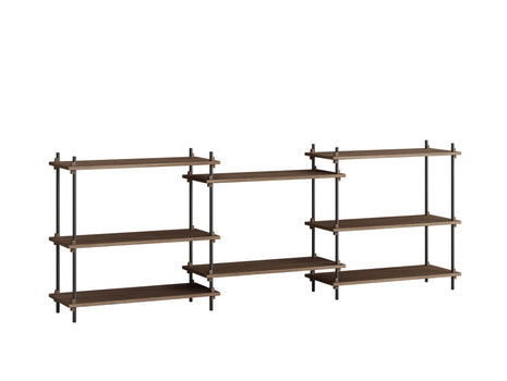 Moebe Shelving System - S.85.3.A Set in Black / Smoked Oak Black