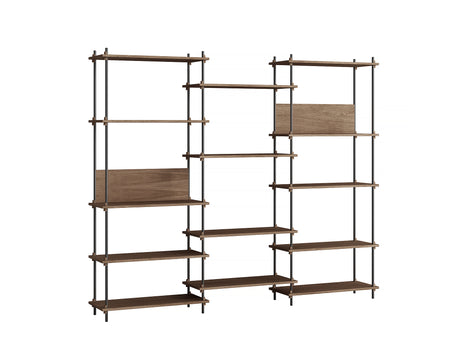 Moebe Shelving System - S.200.3.A Set in White / Smoked Oak