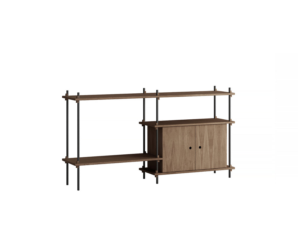 Moebe Shelving System - S.85.2.C Set in Black / Smoked Oak