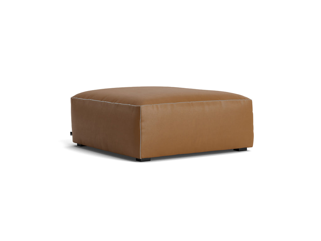 Mags Soft Ottoman X-Small (S01) in Silk Leather Cognac with Light Grey Stitching by HAY