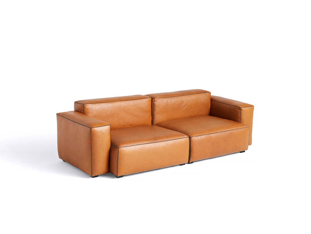 Mags Soft 2.5 Seater Sofa (Low Armrest) by HAY / Combination 1 in Cognac Sence Leather