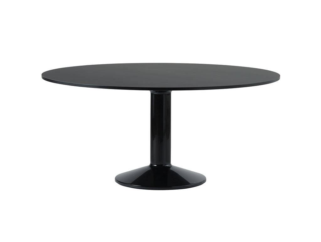 Midst Table by Muuto - Diameter: 160 cm /Black Linoleum Tabletop with Black Steel Base