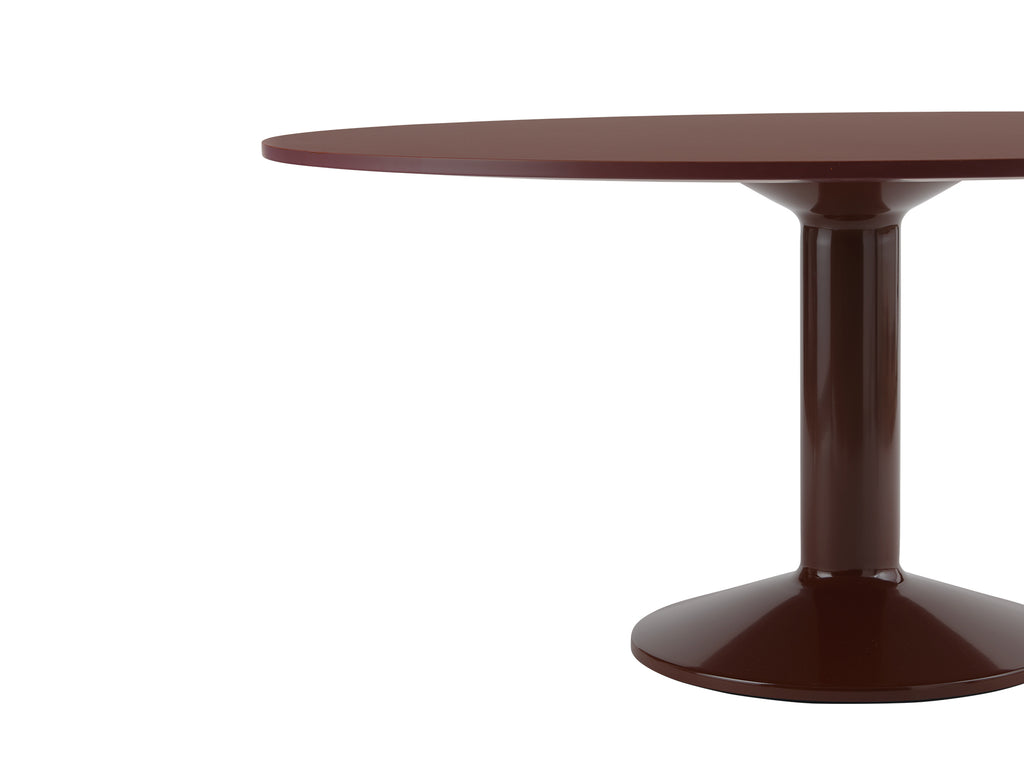 Midst Table by Muuto - Diameter: 160 cm / Dark Red Linoleum Tabletop with Dark Red Steel Base