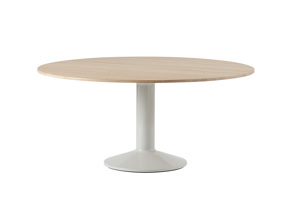 Midst Table by Muuto - Diameter: 160 cm / Oiled Oak Tabletop with Grey Steel Base