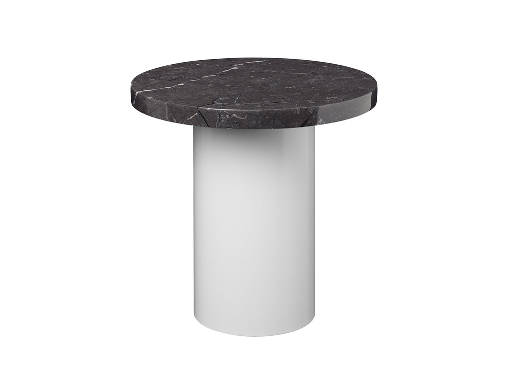 CT09 Enoki Side Table by e15 - (D40 H40 cm) Nero Marquina Marble Tabletop / Signal White Steel Base