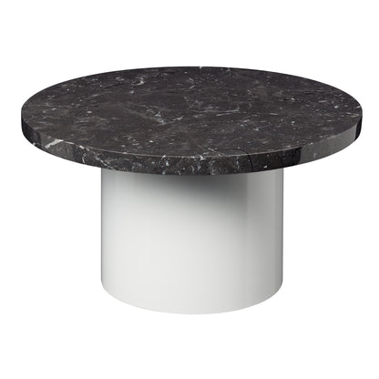 CT09 Enoki Side Table by e15 - (D55 H30 cm) Nero Marquina Marble Tabletop / Signal White Steel Base