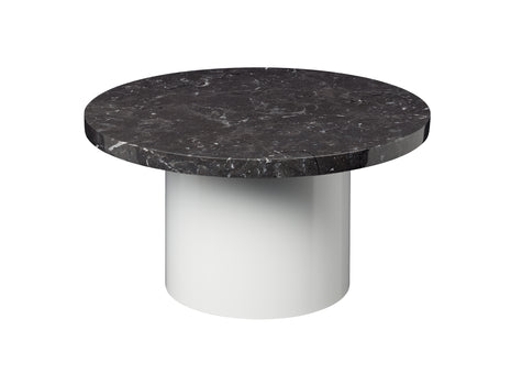 CT09 Enoki Side Table by e15 - (D55 H30 cm) Nero Marquina Marble Tabletop / Signal White Steel Base