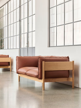 HAY Arbour Sofa /  2-Seater / Nevada Cognac Leather / Oak Oiled and Waxed Frame