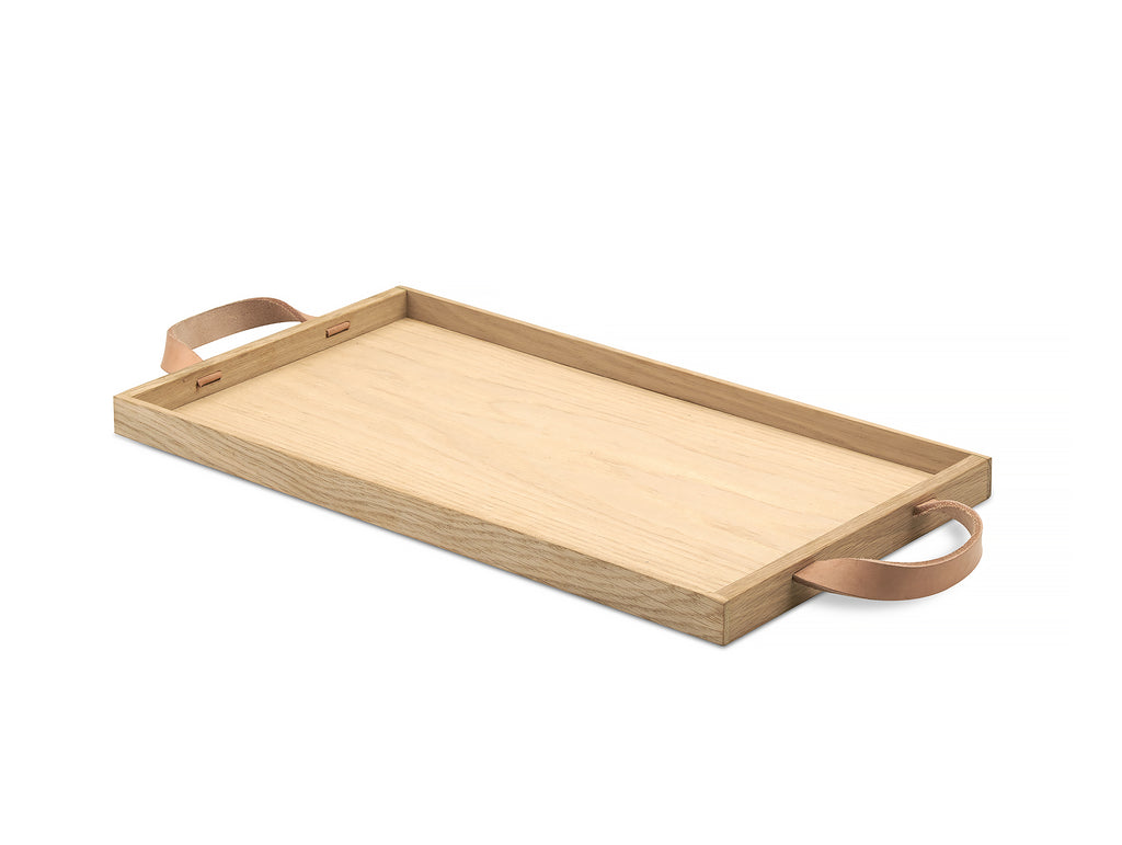 Norr Tray - Oak / Natural Leather, 46 x 24.5 cm