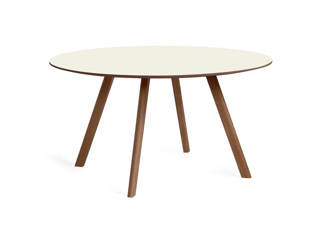 Lacquered Walnut / Off-White Linoleum Copenhague Round Dining Table CPH25 by HAY