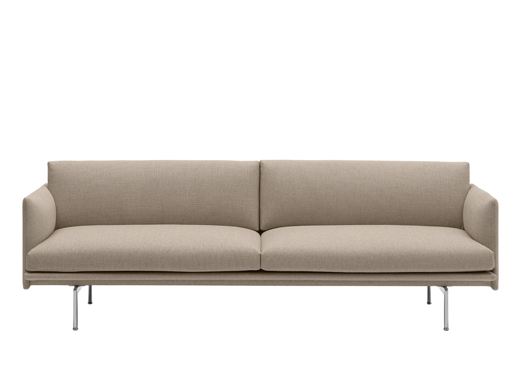 Muuto Outline 3 Seater Sofa - Polished Aluminium Base / Ecriture 240