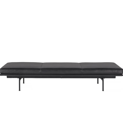 Outline Daybed Without Cushion in Black Refine Leather / Black Legs by Muuto