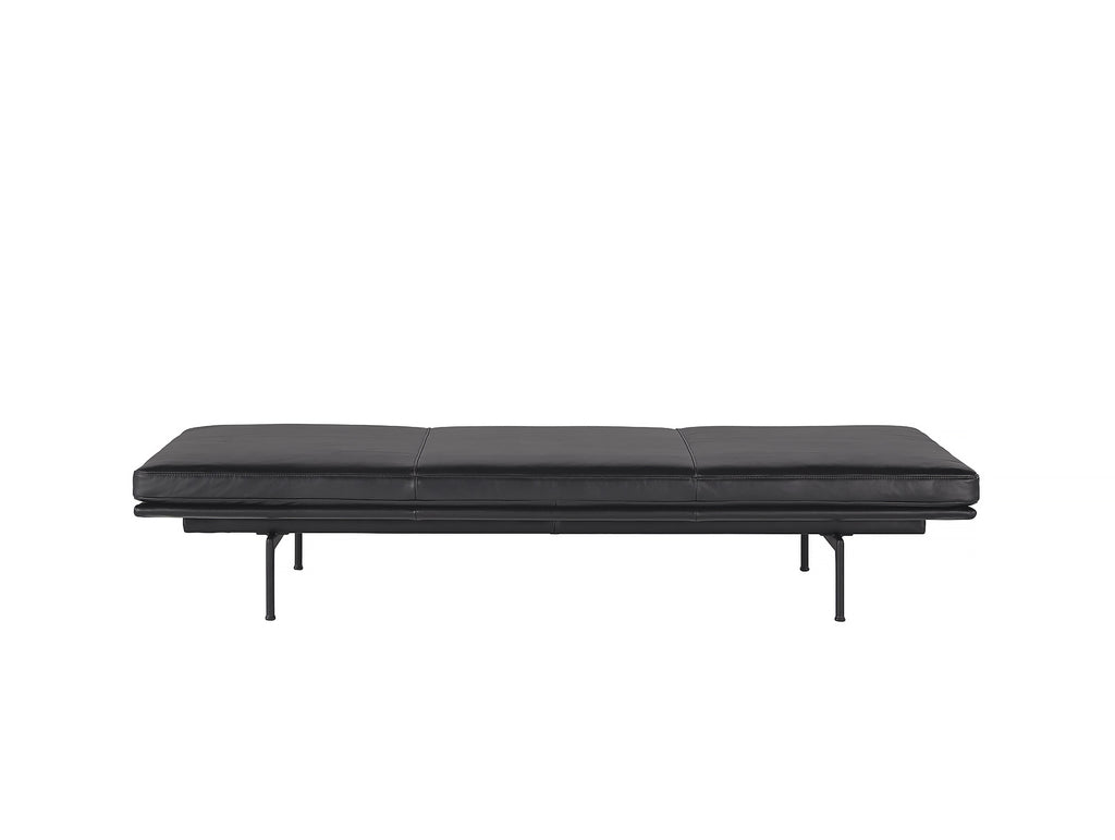 Outline Daybed Without Cushion in Black Refine Leather / Black Legs by Muuto