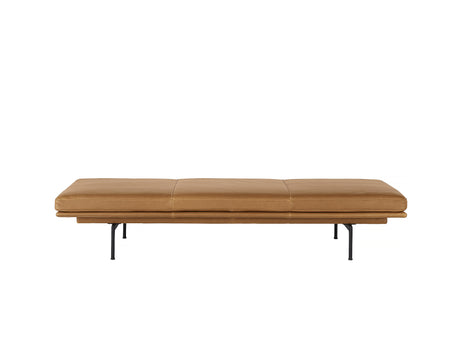Outline Daybed Without Cushion in Cognac Refine Leather / Black Legs by Muuto
