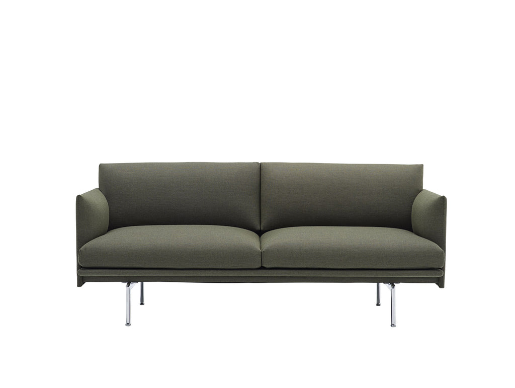 Muuto Outline Sofa, 2 Seat, Fiord 2 961, Polished Aluminium Base