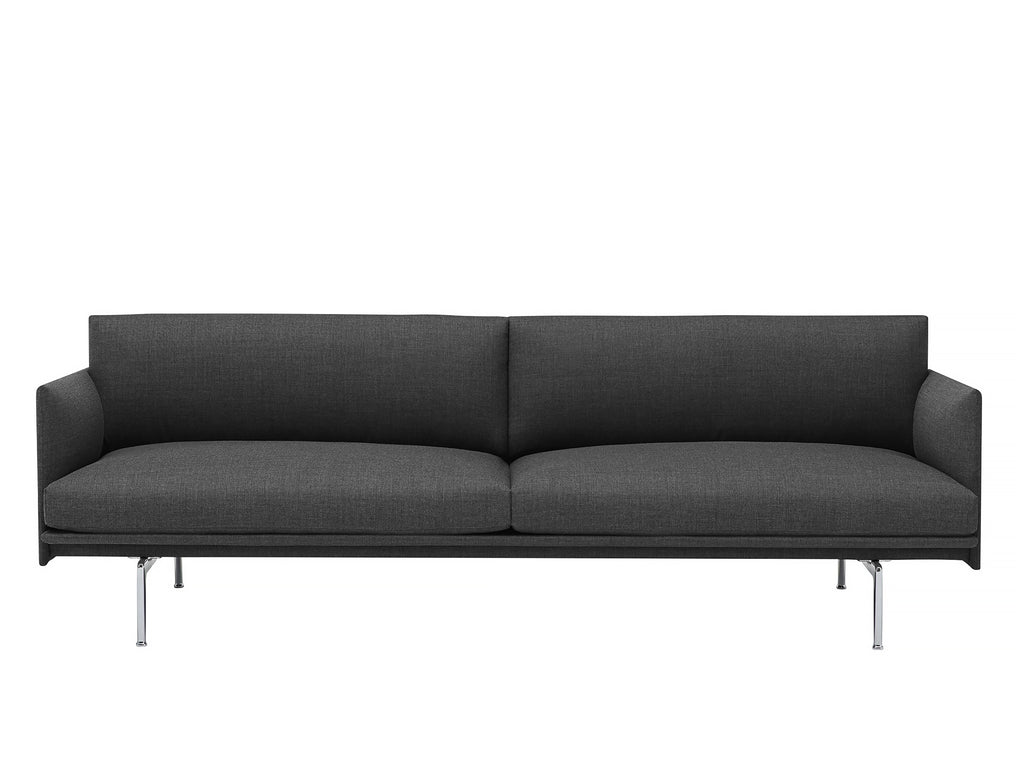 Muuto Outline Sofa, 3 Seat, Remix 3 163, Polished Aluminium Base